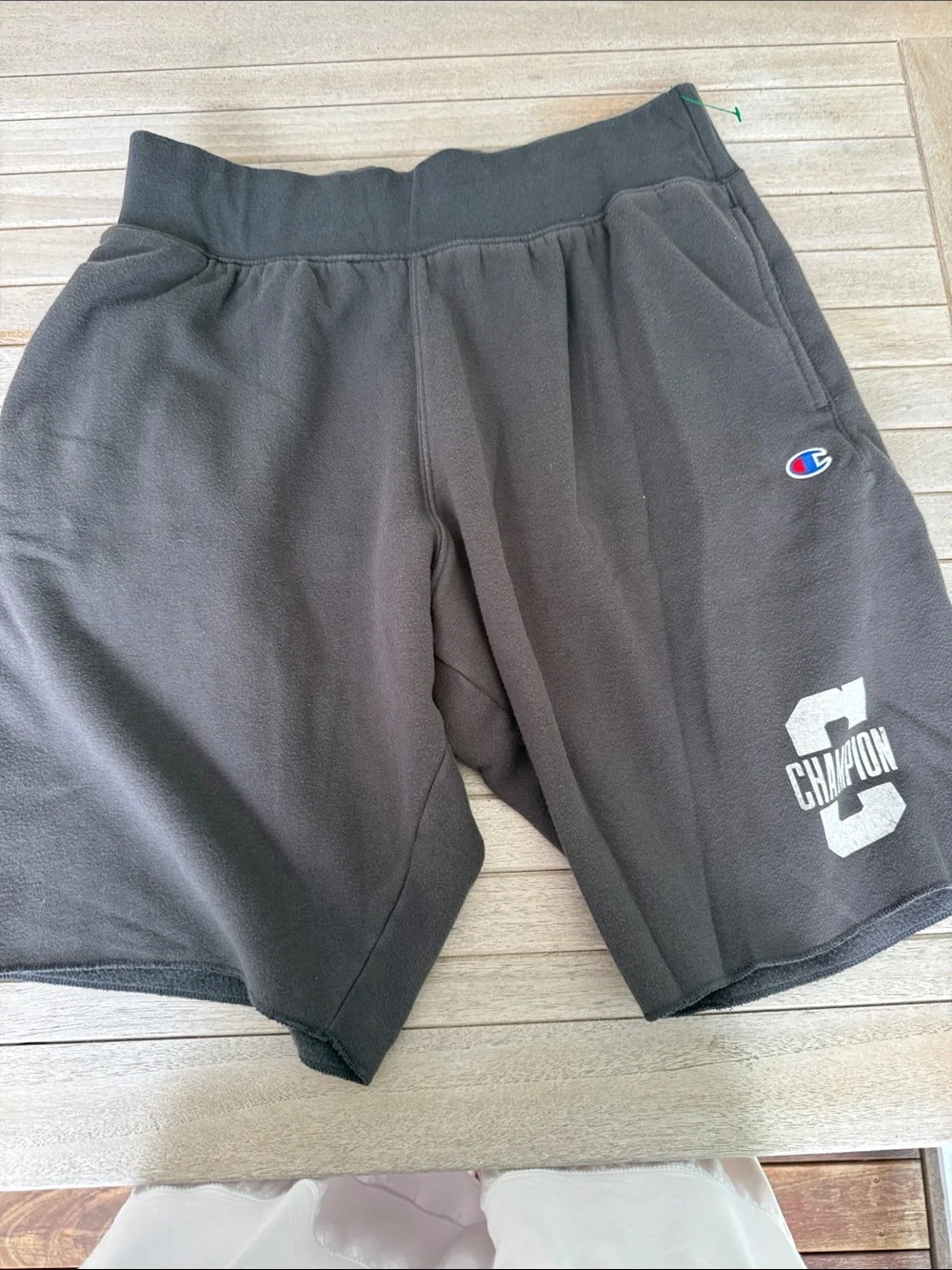 Champion Men's Black Athletic Fleece Shorts with White Logo